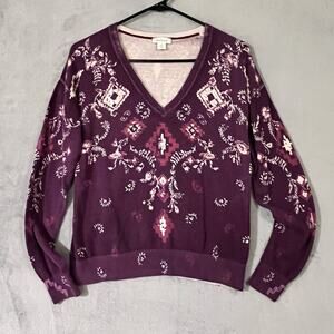 Sundance Plum and Pink Patterned Sweater